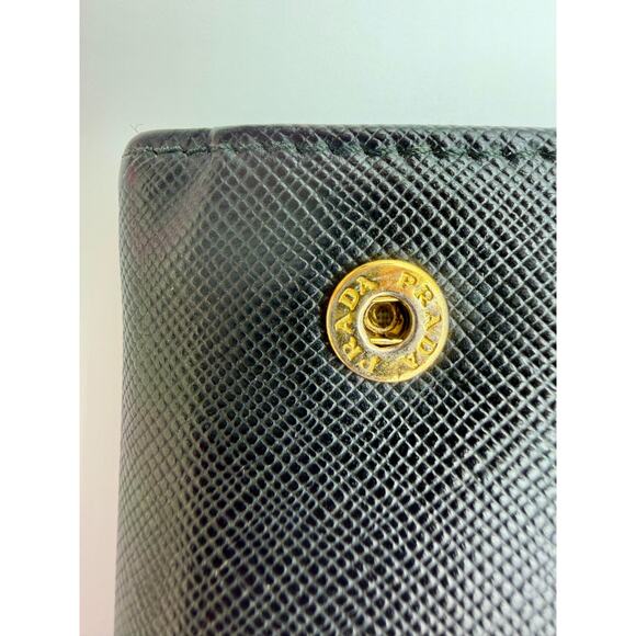 PRADA Black Saffiano Leather Womens Wallet on Chain Gold Hardware Authentic COA - Picture 11 of 15